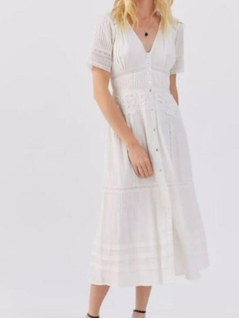 Cottage-core White Cotton Dress